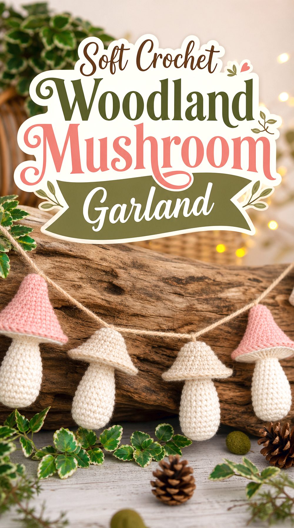 Soft Crochet Woodland Mushroom Garland