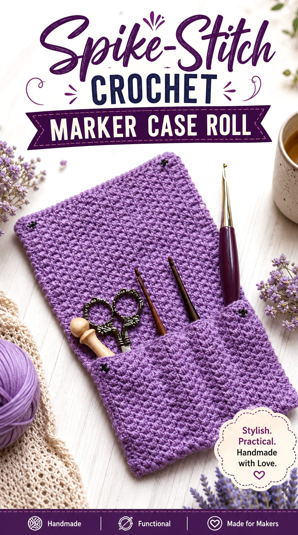 Spike Stitch Crochet Marker Case Roll