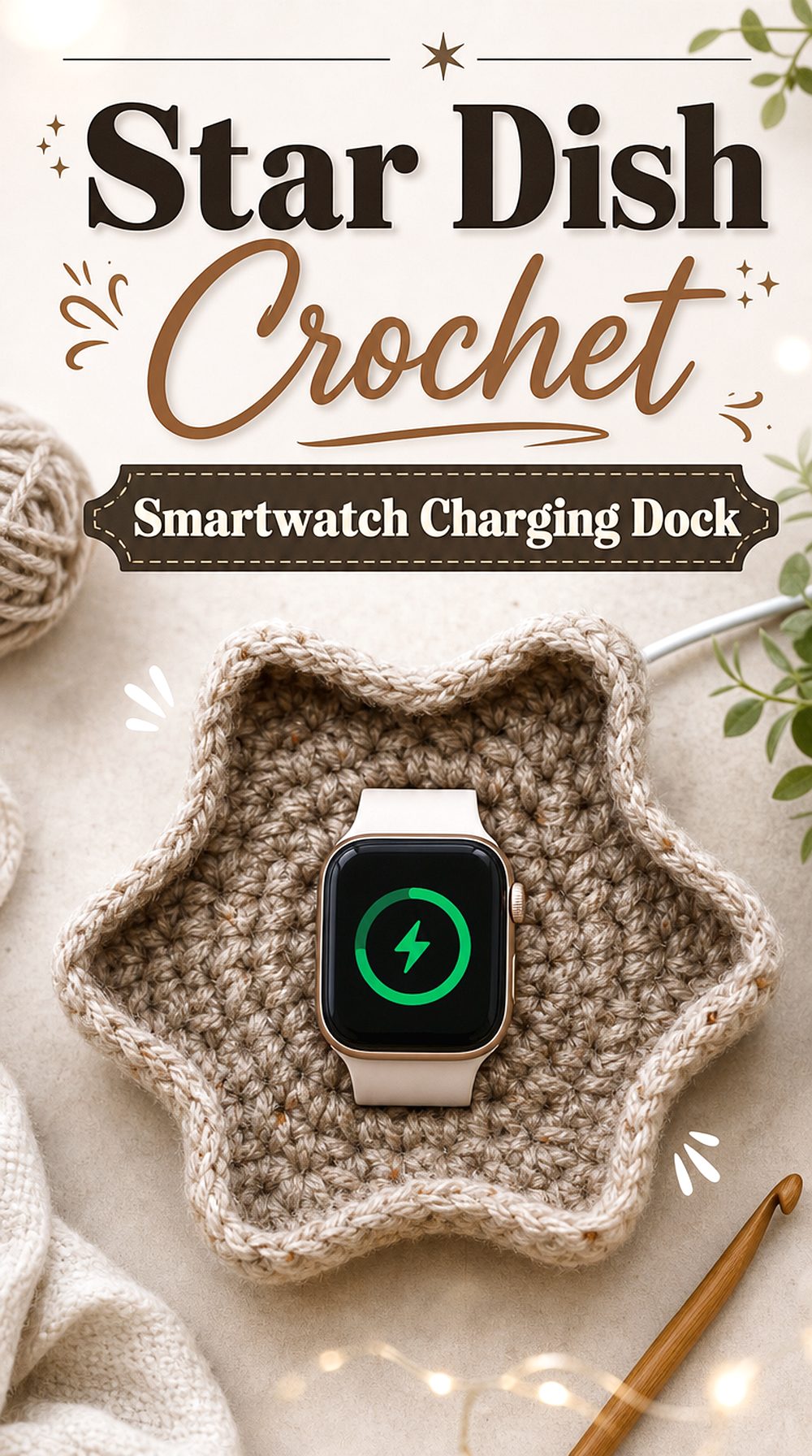Star Dish Crochet Smartwatch Charging Dock