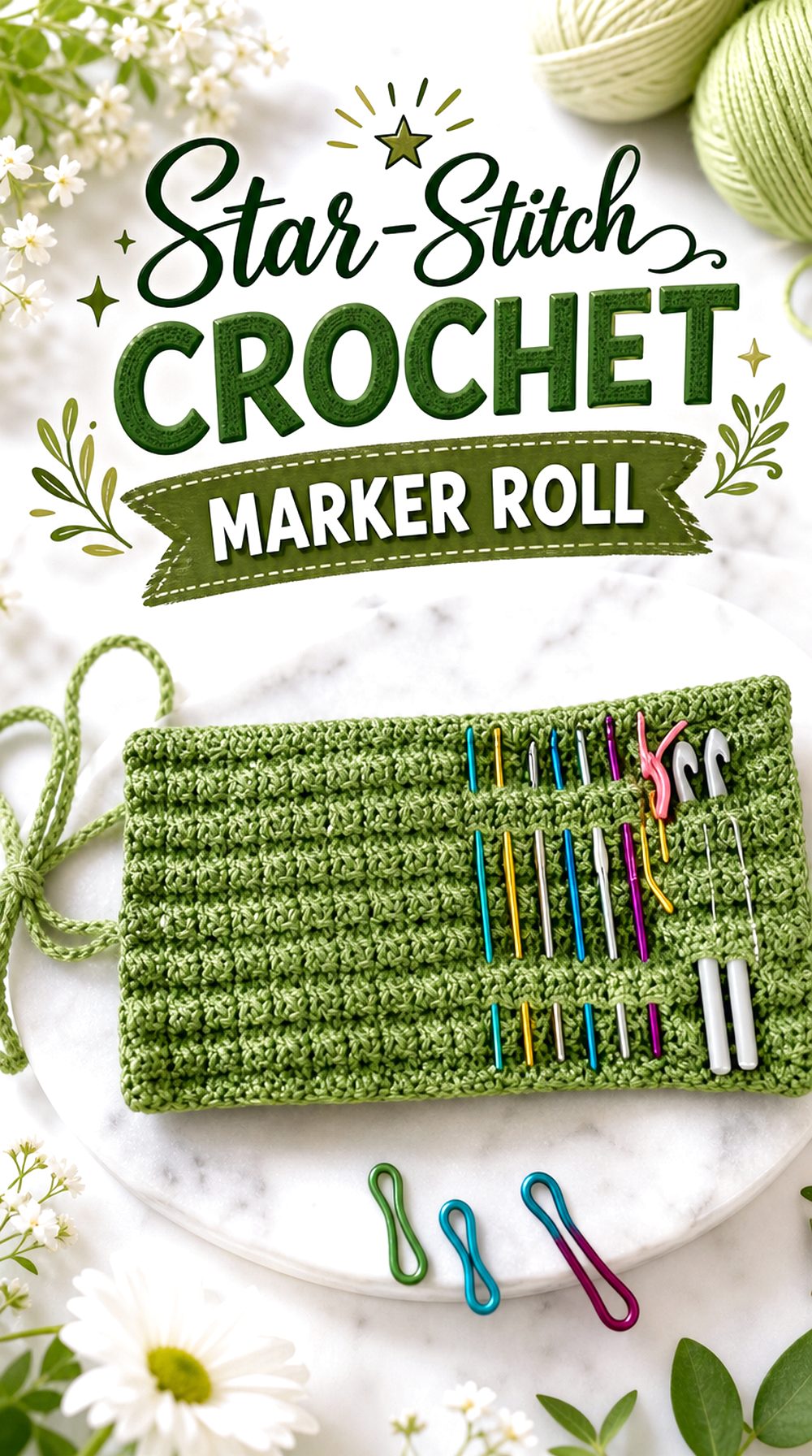 Star Stitch Crochet Marker Roll