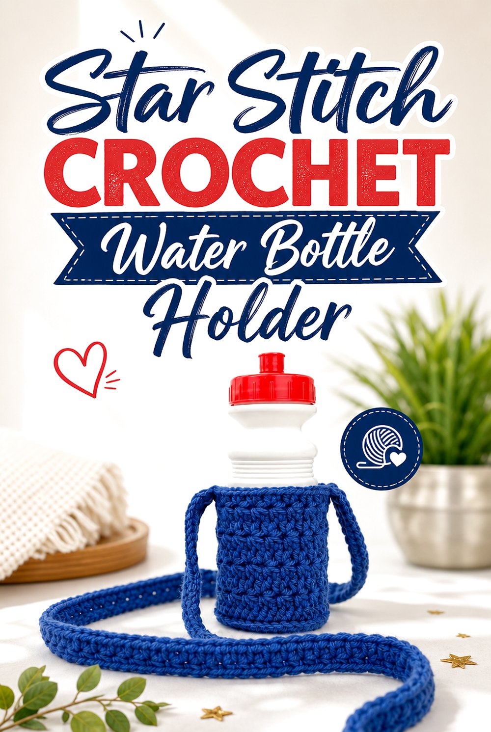 Star Stitch Crochet Water Bottle Holder