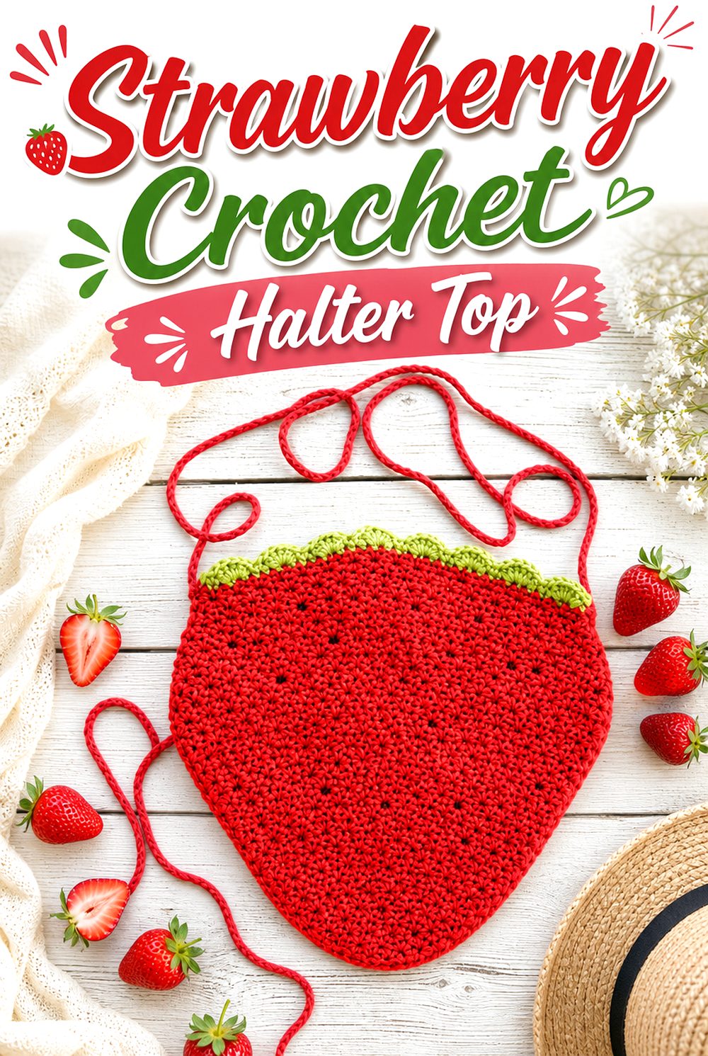 Strawberry Crochet Halter Top