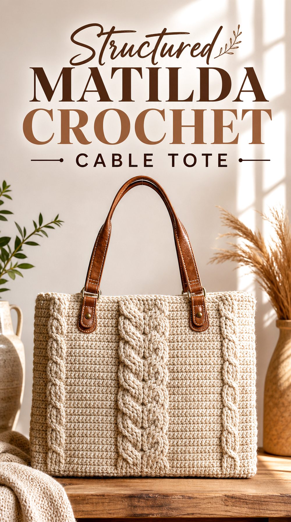 Structured Matilda Crochet Cable Tote
