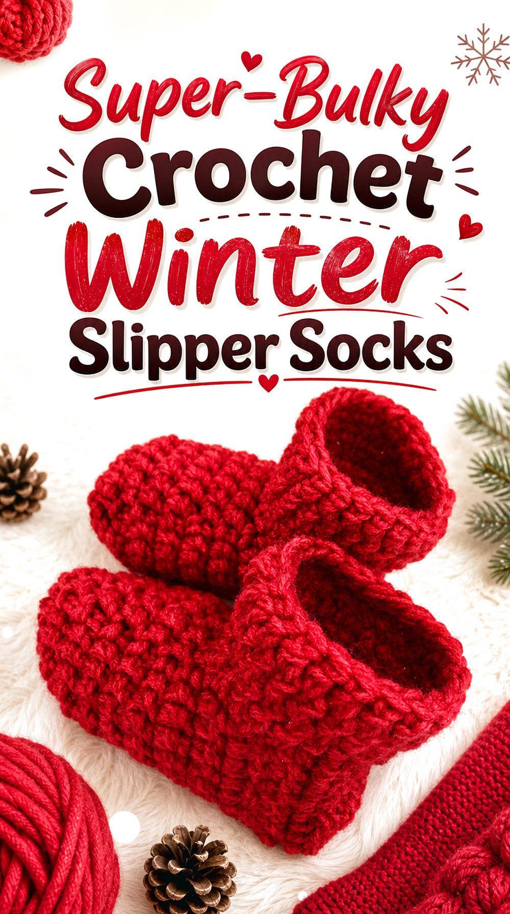 Super Bulky Crochet Winter Slipper Socks