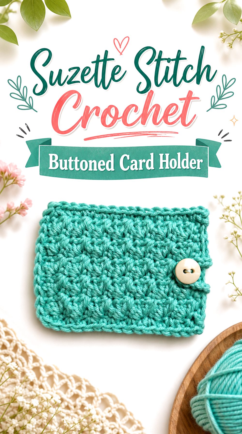 Suzette Stitch Crochet Buttoned Card Holder