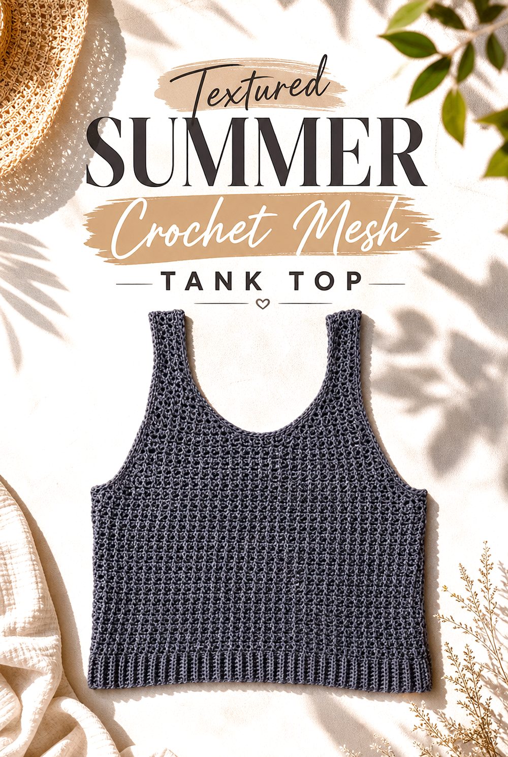 Textured Summer Crochet Mesh Tank Top