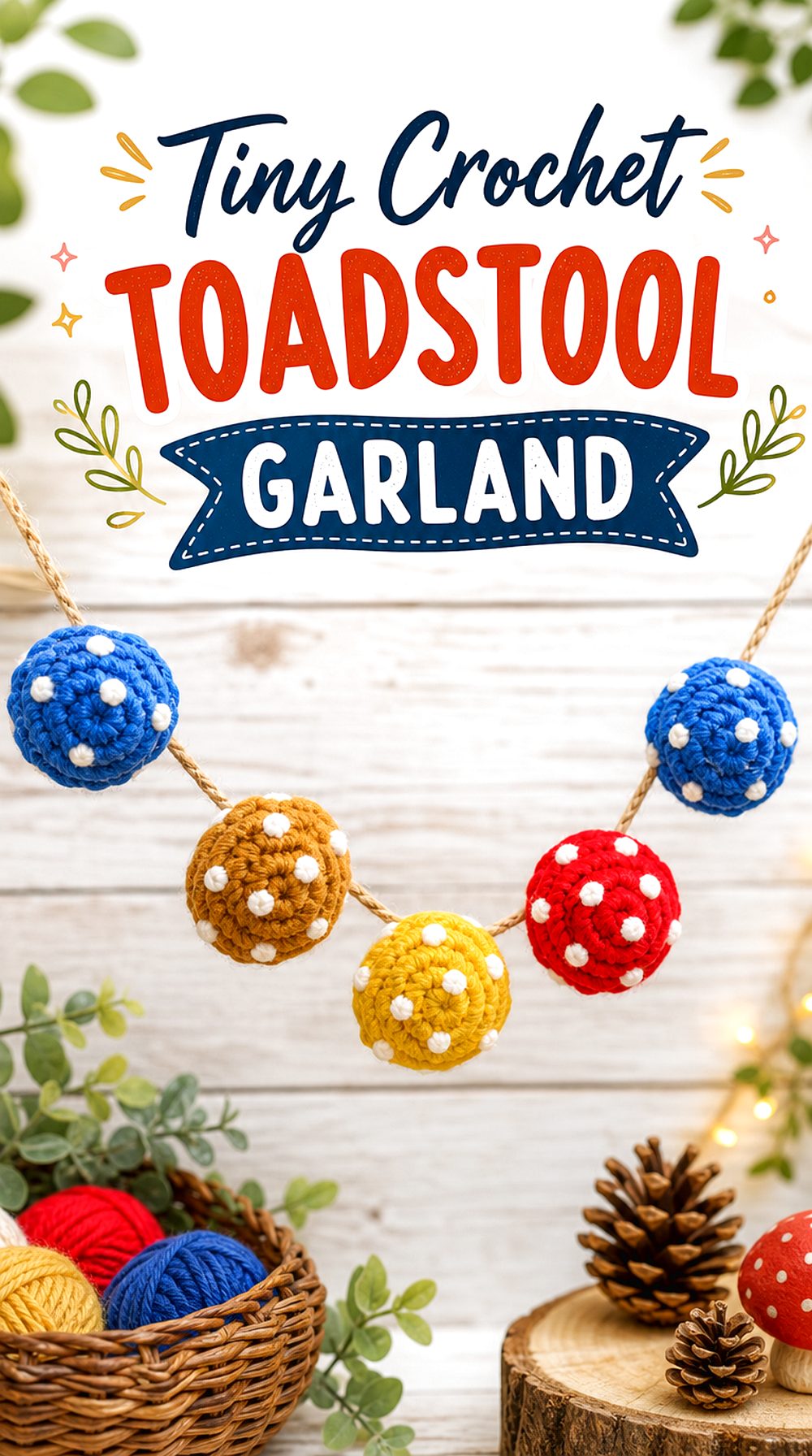 Tiny Crochet Toadstool Garland