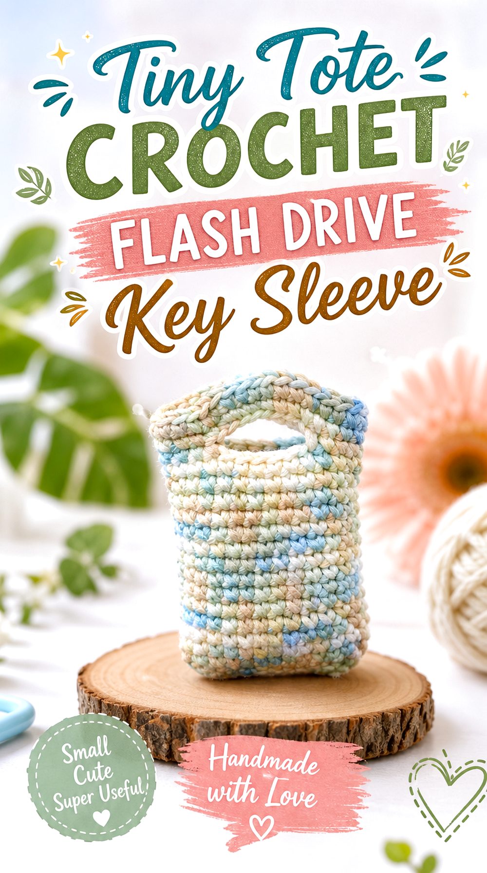 Tiny Tote Crochet Flash Drive Key Sleeve