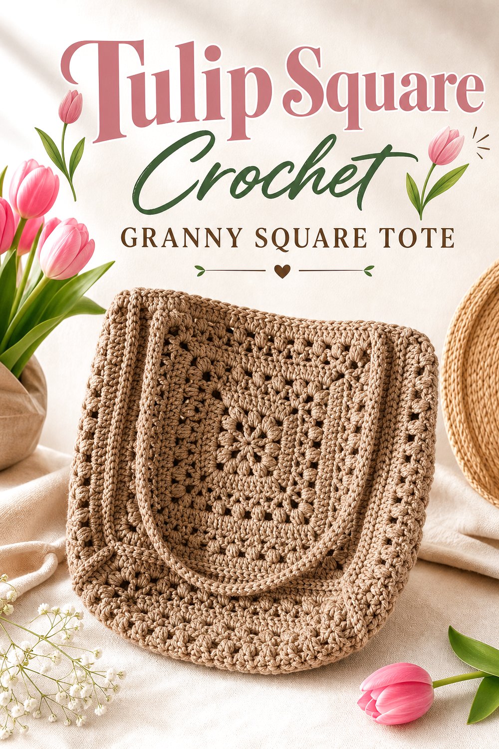 Tulip Square Crochet Granny Square Tote