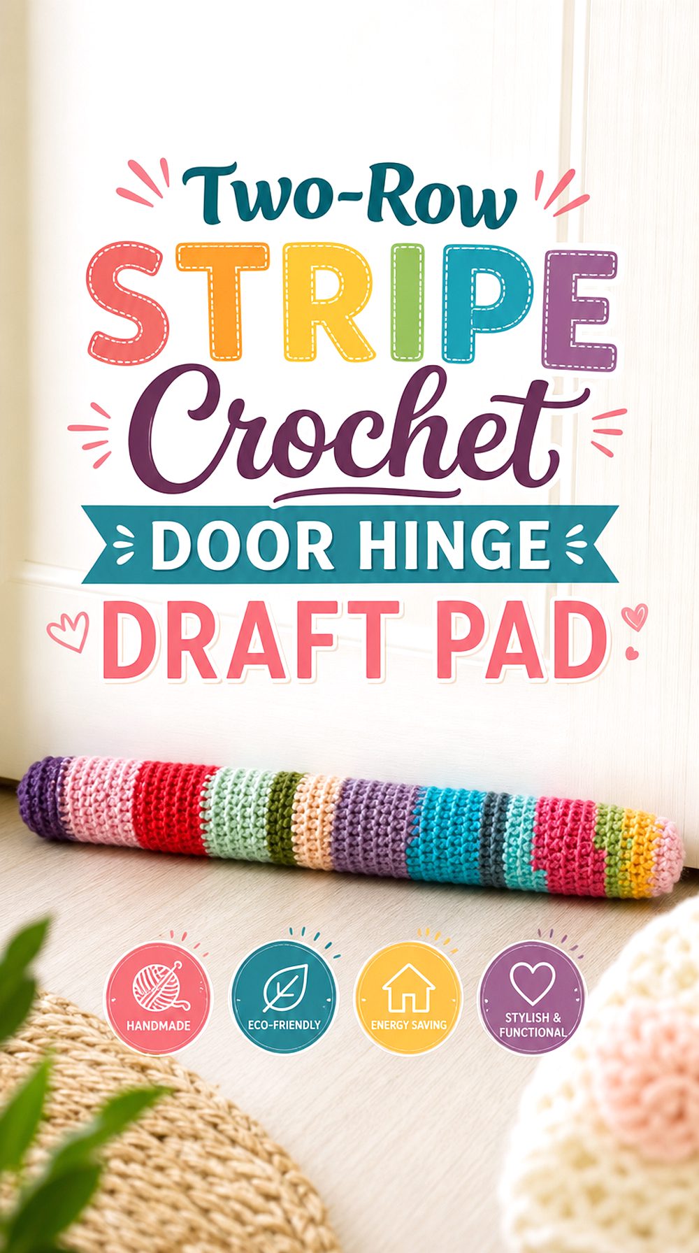 Two Row Stripe Crochet Door Hinge Draft Pad