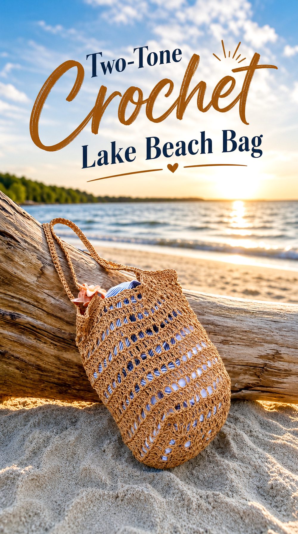 Two Tone Crochet Lake Beach Bag