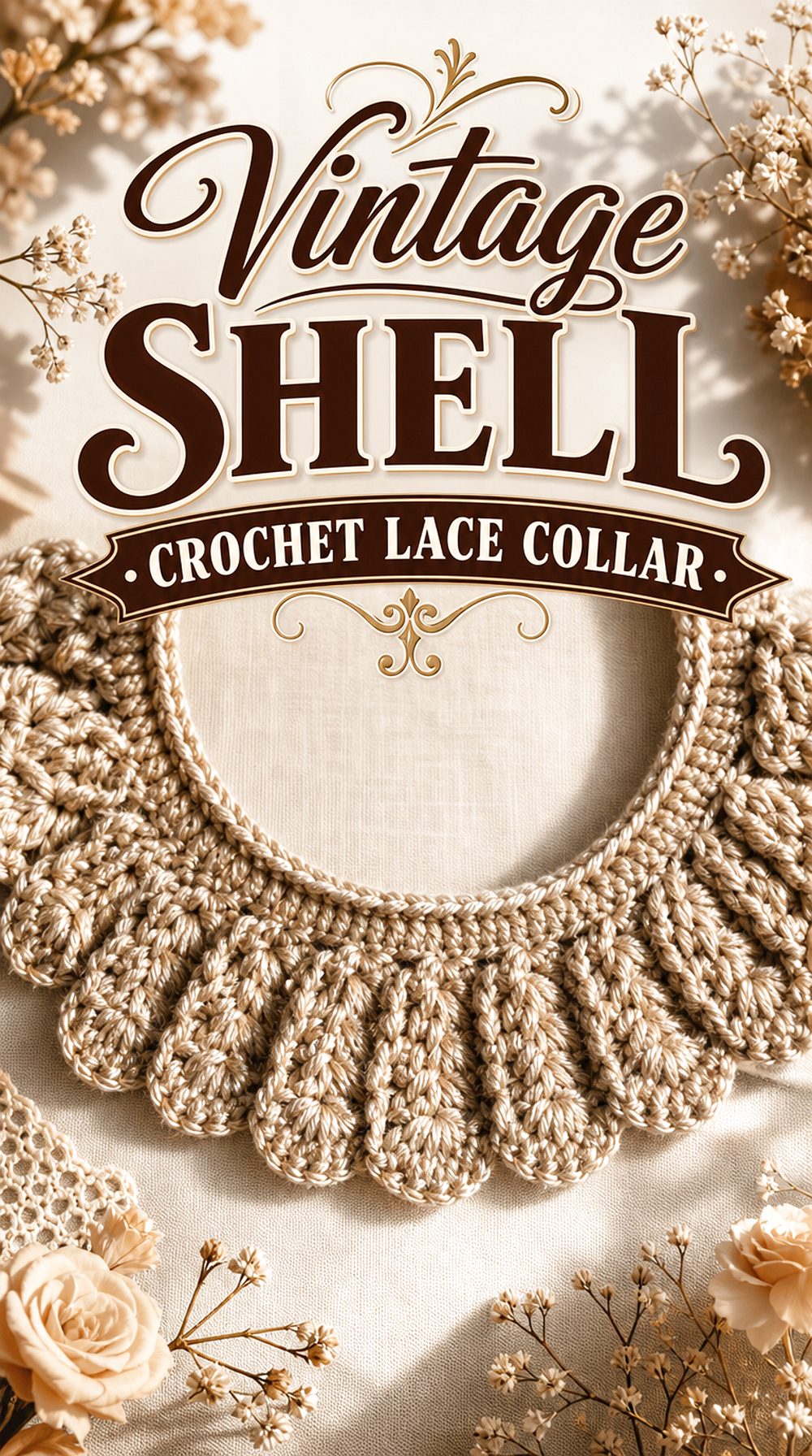 Vintage Shell Crochet Lace Collar