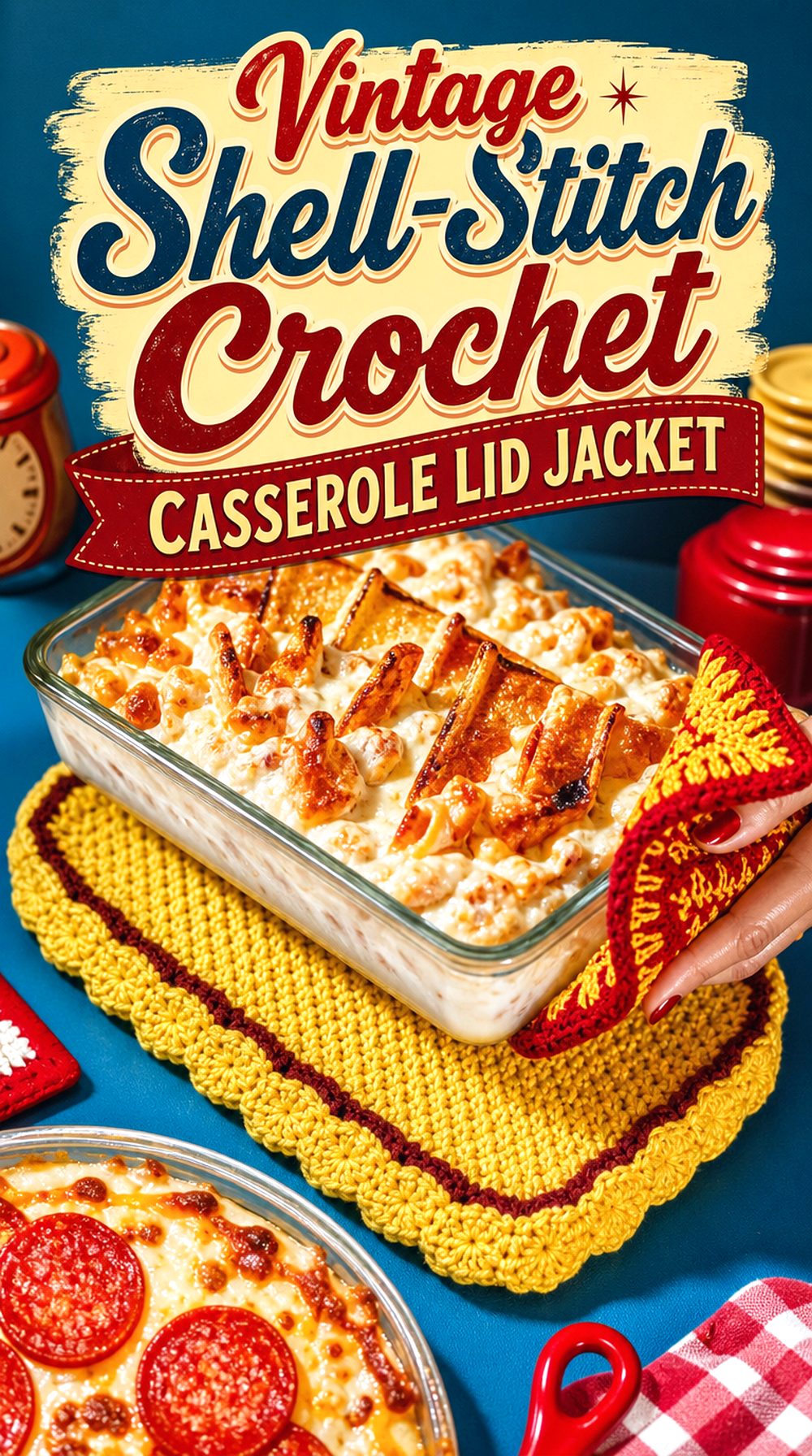 Vintage Shell Stitch Crochet Casserole Lid Jacket