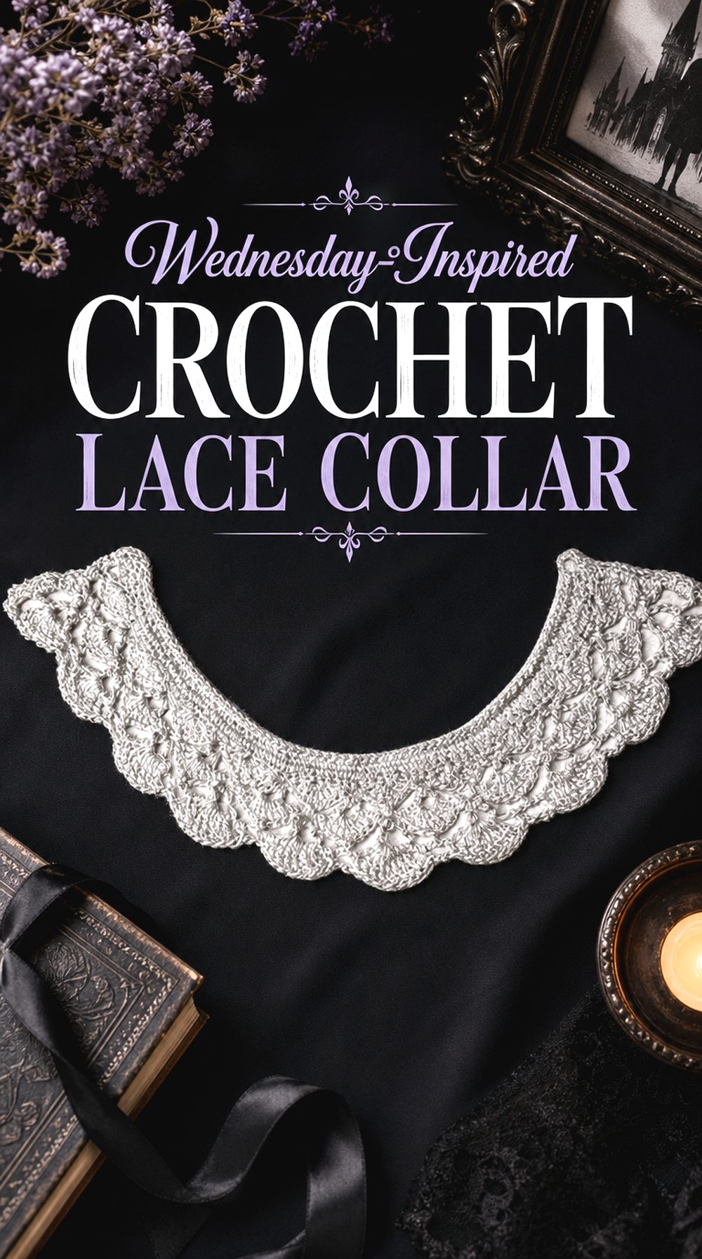 Wednesday Inspired Crochet Lace Collar