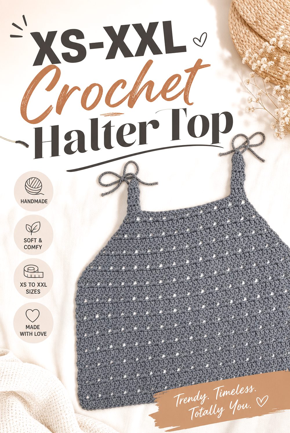 XS XXL Crochet Halter Top