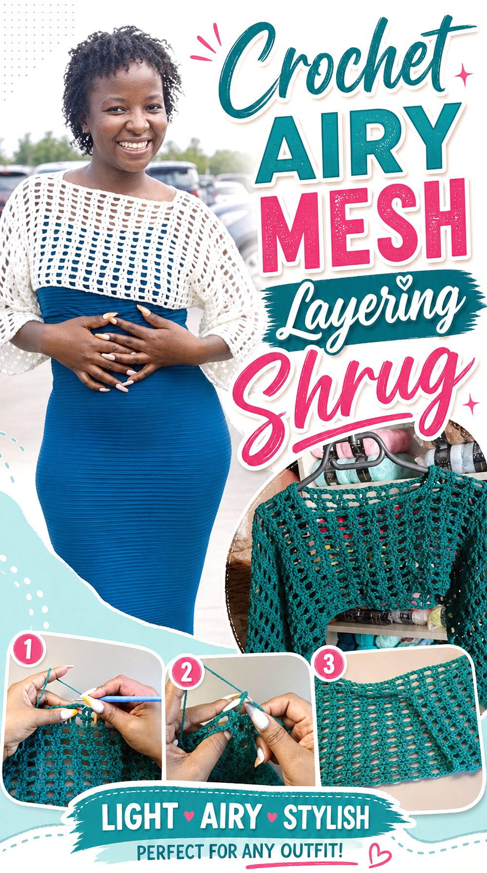 Crochet Airy Mesh Layering Shrug