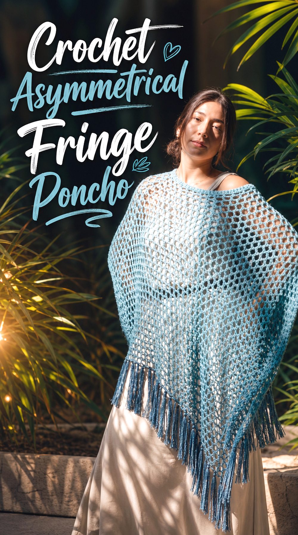 Crochet Asymmetrical Fringe Poncho