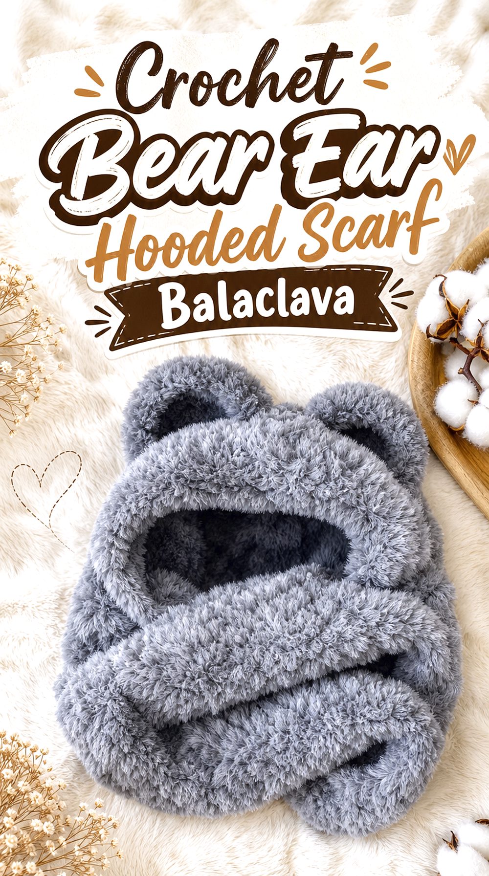 Crochet Bear Ear Hooded Scarf Balaclava