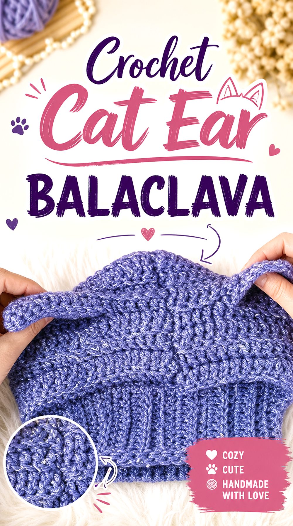 Crochet Cat Ear Balaclava