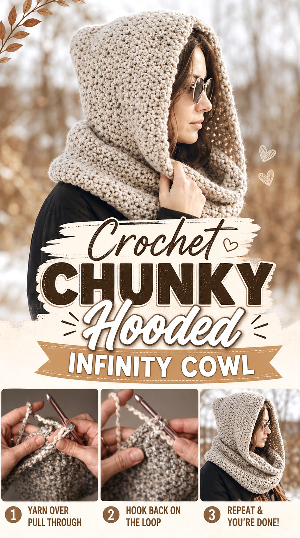 Crochet Chunky Hooded Infinity Cowl