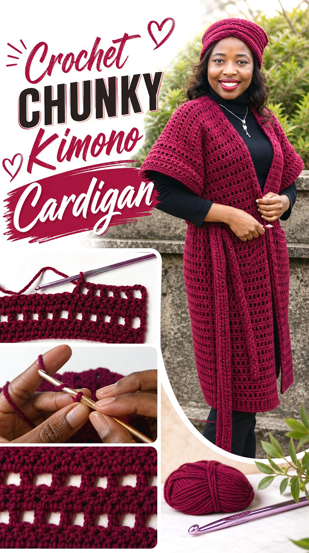 Crochet Chunky Kimono Cardigan