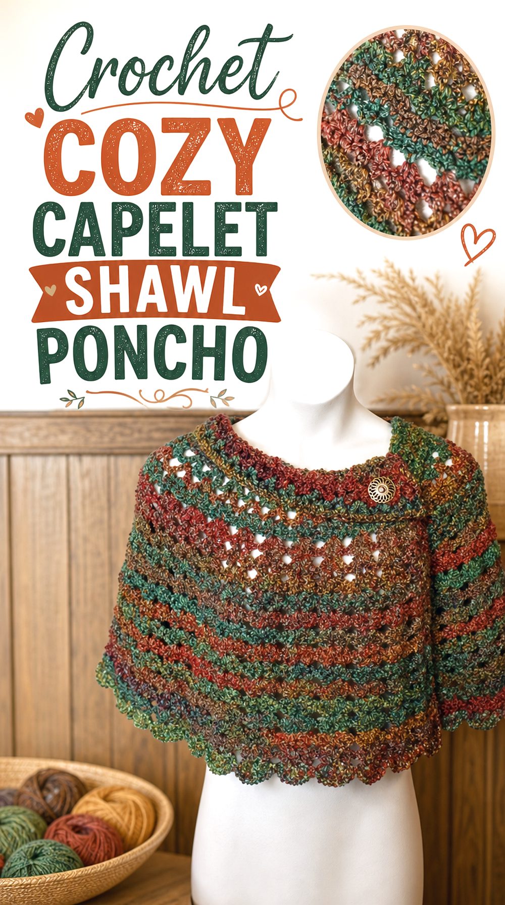 Crochet Cozy Capelet Shawl Poncho
