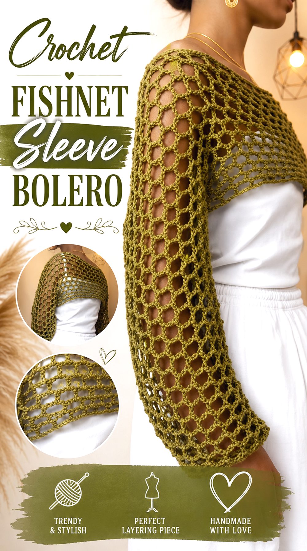 Crochet Fishnet Sleeve Bolero