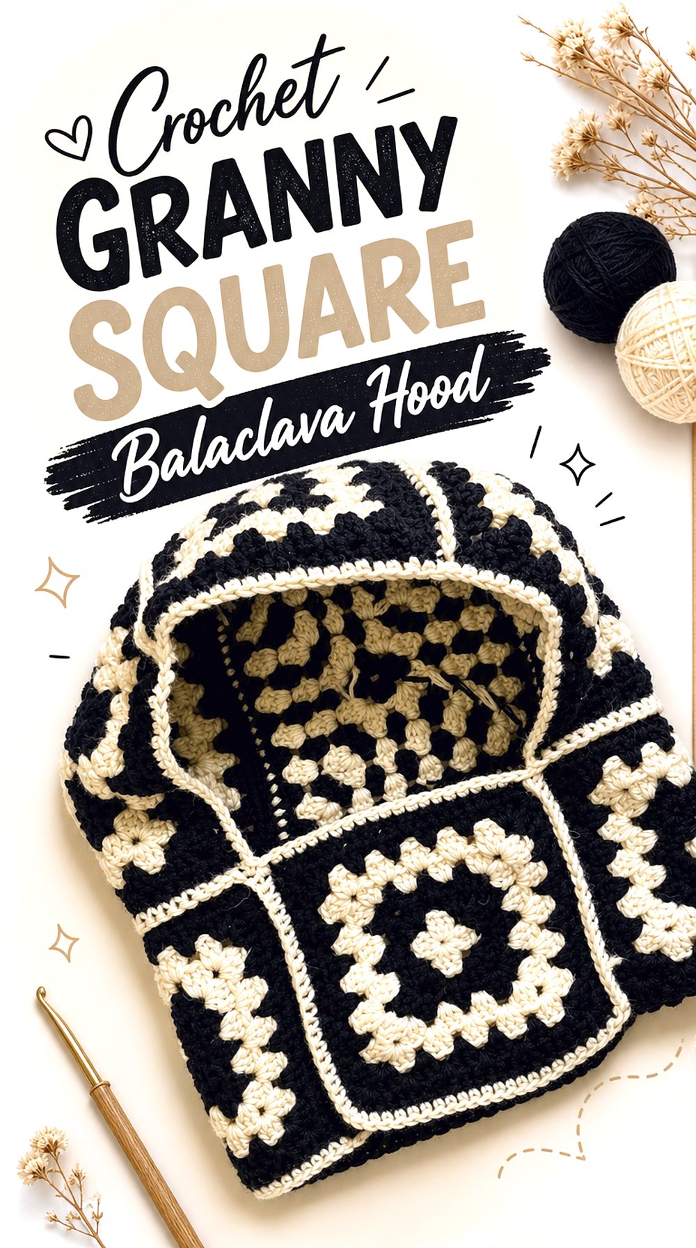 Crochet Granny Square Balaclava Hood