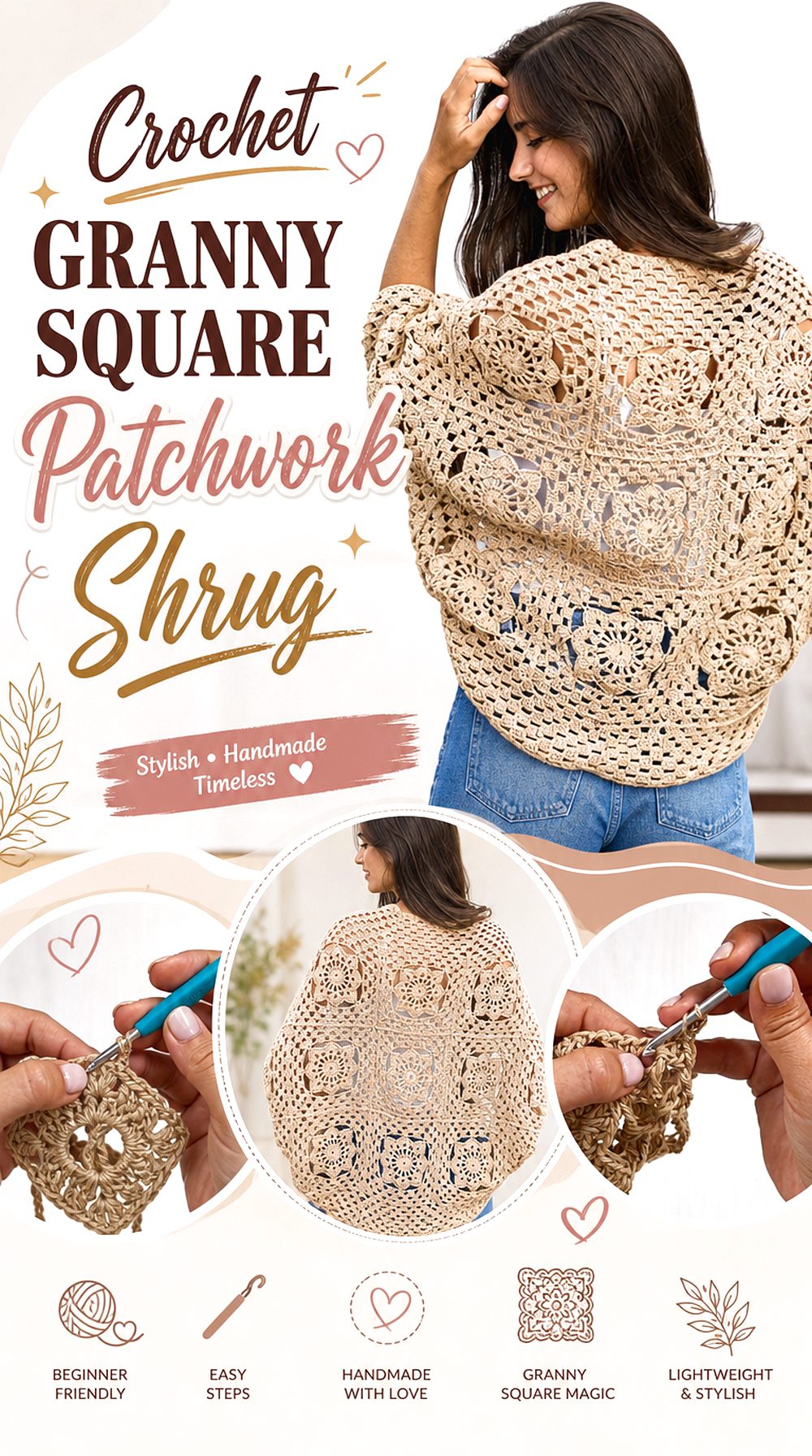 Crochet Granny Square Patchwork Shrug