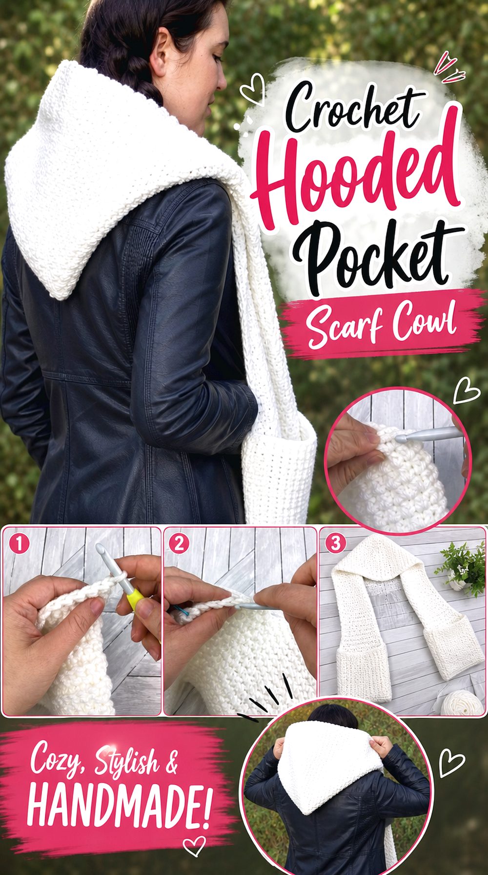 Crochet Hooded Pocket Scarf Cowl