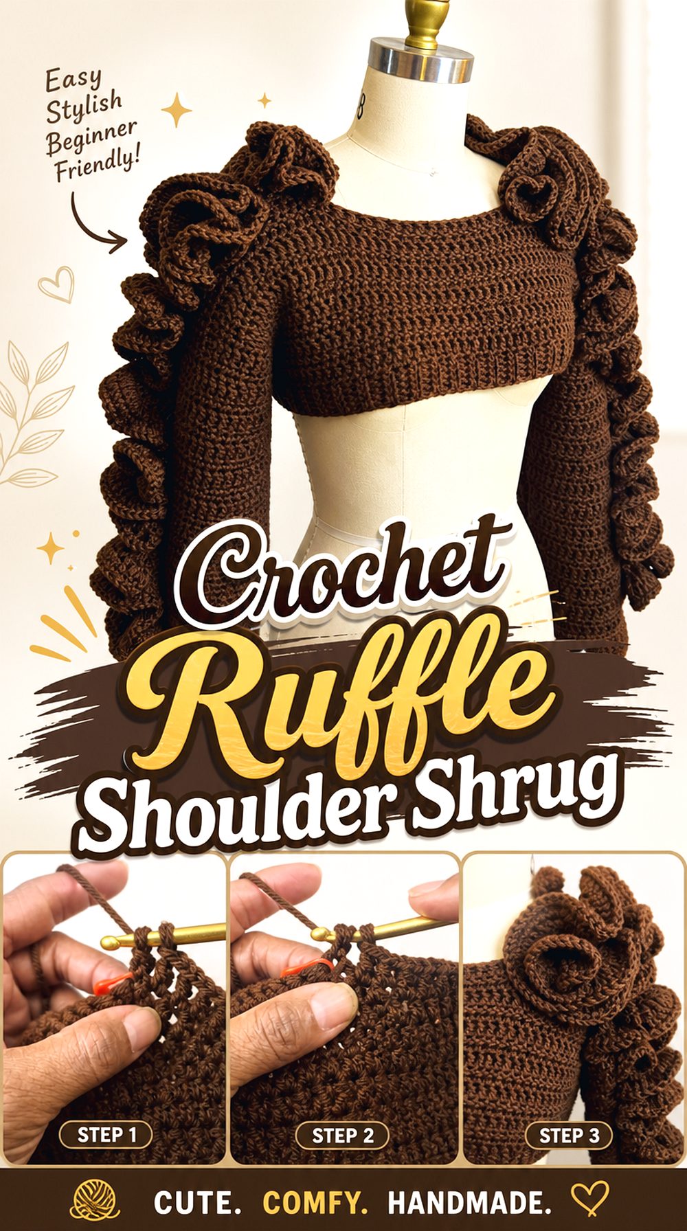 Crochet Ruffle Shoulder Shrug