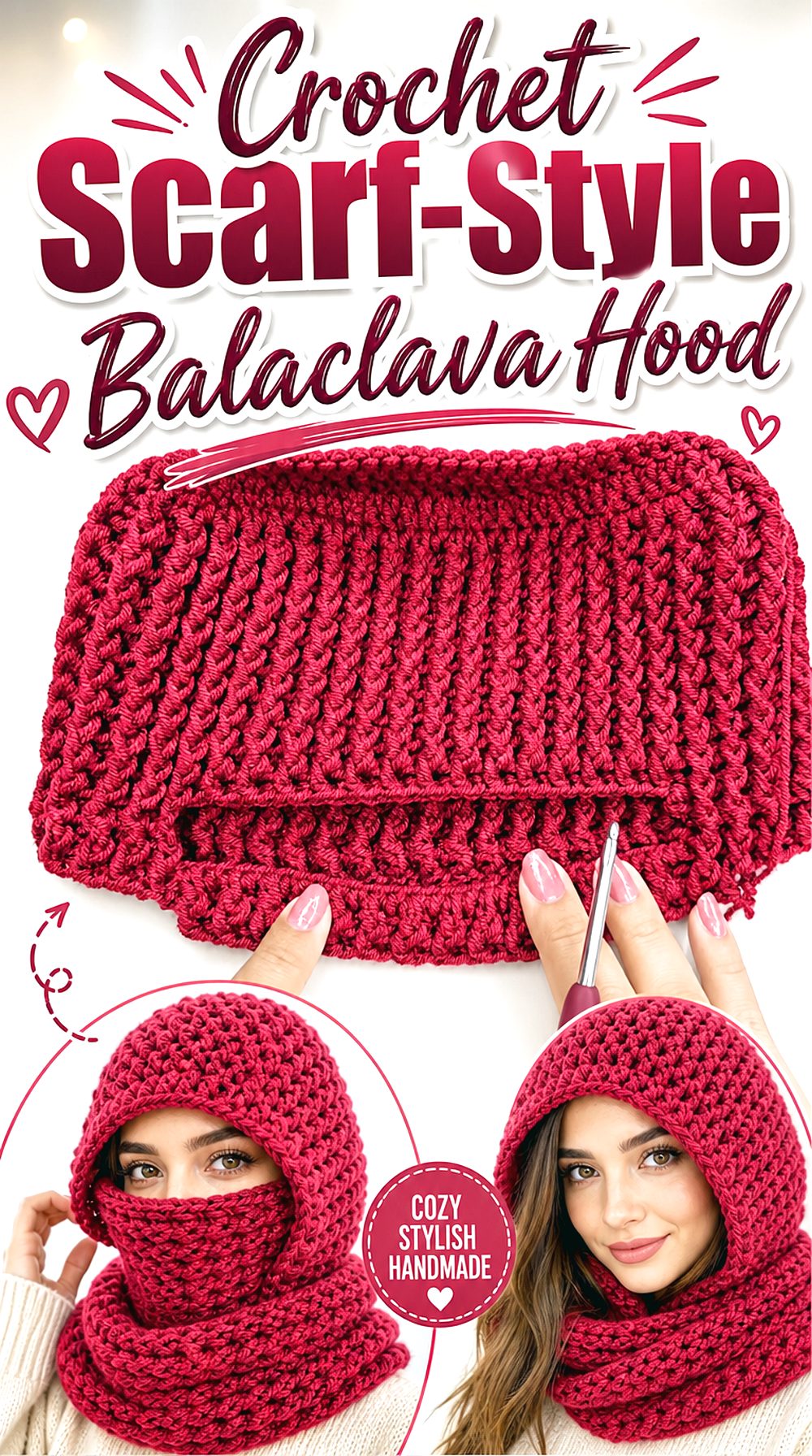 Crochet Scarf Style Balaclava Hood
