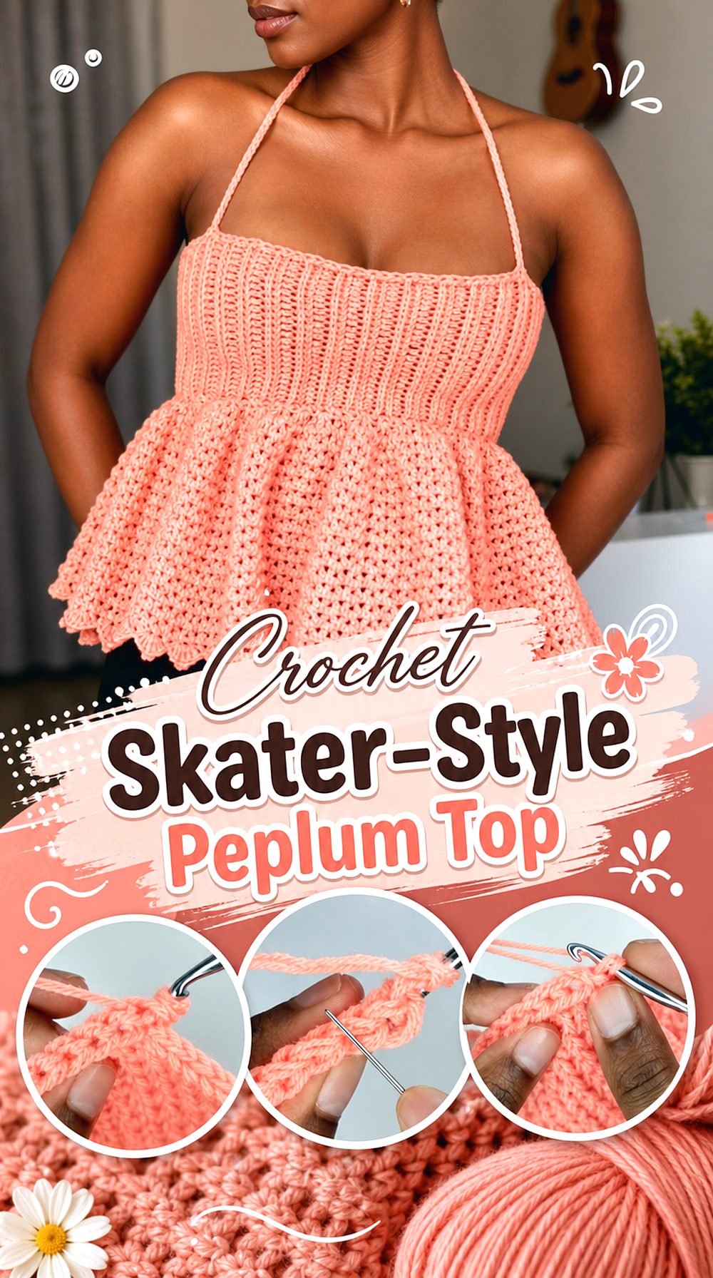 Crochet Skater Style Peplum Top